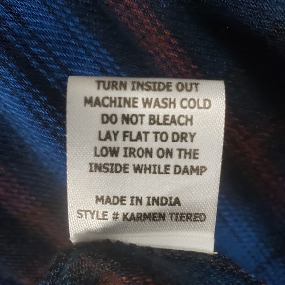 Sister Mary Karmen Embroidered Plaid Midi Dress Blue Boho  Craft L Viscose Midi - Picture 11 of 12